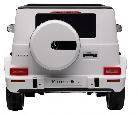Masinuta electrica Premier 4x4 Mercedes G500, 12V, roti cauciuc EVA, scaun piele ecologica, alb [9]