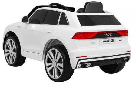 Masinuta electrica Premier Audi Q8, 12V, roti cauciuc EVA, scaun piele ecologica, alb [3]