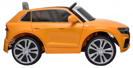 Masinuta electrica Premier Audi Q8, 12V, roti cauciuc EVA, scaun piele ecologica, portocaliu [13]