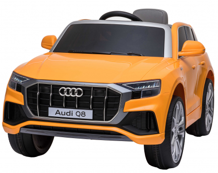 Masinute electrice - Masinuta electrica Premier Audi Q8, 12V, roti cauciuc EVA, scaun piele ecologica, portocaliu