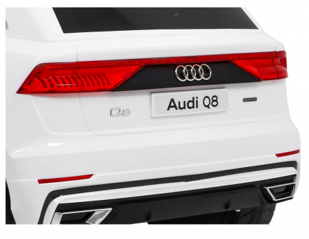 Masinuta electrica Premier Audi Q8, 12V, roti cauciuc EVA, scaun piele ecologica, alb [10]
