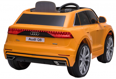 Masinuta electrica Premier Audi Q8, 12V, roti cauciuc EVA, scaun piele ecologica, portocaliu [11]