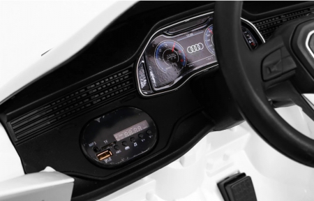 Masinuta electrica Premier Audi Q8, 12V, roti cauciuc EVA, scaun piele ecologica, alb [6]