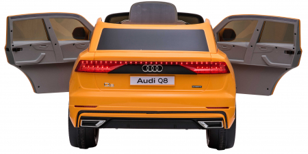 Masinuta electrica Premier Audi Q8, 12V, roti cauciuc EVA, scaun piele ecologica, portocaliu [22]