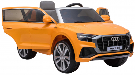 Masinuta electrica Premier Audi Q8, 12V, roti cauciuc EVA, scaun piele ecologica, portocaliu [25]