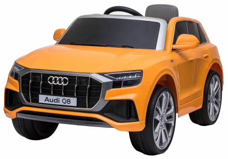 Masinuta electrica Premier Audi Q8, 12V, roti cauciuc EVA, scaun piele ecologica, portocaliu [3]