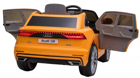 Masinuta electrica Premier Audi Q8, 12V, roti cauciuc EVA, scaun piele ecologica, portocaliu [23]