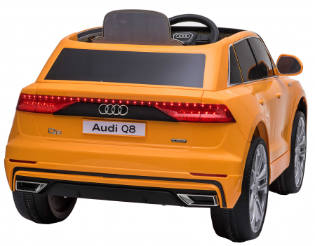 Masinuta electrica Premier Audi Q8, 12V, roti cauciuc EVA, scaun piele ecologica, portocaliu [10]