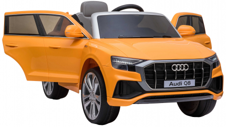 Masinuta electrica Premier Audi Q8, 12V, roti cauciuc EVA, scaun piele ecologica, portocaliu [26]