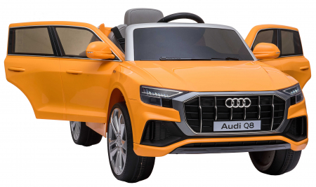 Masinuta electrica Premier Audi Q8, 12V, roti cauciuc EVA, scaun piele ecologica, portocaliu [27]