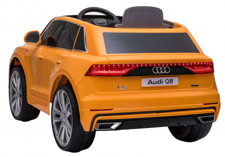 Masinuta electrica Premier Audi Q8, 12V, roti cauciuc EVA, scaun piele ecologica, portocaliu [8]