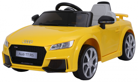 Masinute electrice - Masinuta electrica Premier Audi TT RS, 12V (2x6V), roti cauciuc EVA, scaun piele ecologica, galben