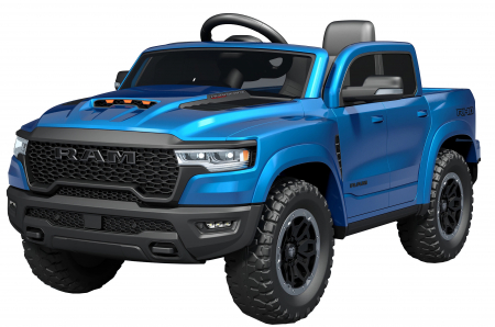 Masinuta electrica Premier RAM 1500 RHO, 12V, roti cauciuc EVA, scaun piele ecologica, albastru [1]