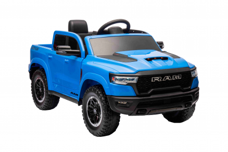 Masinuta electrica Premier RAM 1500 RHO, 12V, roti cauciuc EVA, scaun piele ecologica, albastru [2]