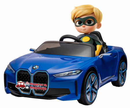 Masinute electrice - Masinuta electrica Premier BMW i4, 12V, roti cauciuc EVA, scaun piele ecologica, albastru