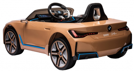 Masinuta electrica Premier BMW i4, 12V, roti cauciuc EVA, scaun piele ecologica, auriu [5]