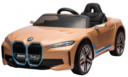 Masinuta electrica Premier BMW i4, 12V, roti cauciuc EVA, scaun piele ecologica, auriu [2]