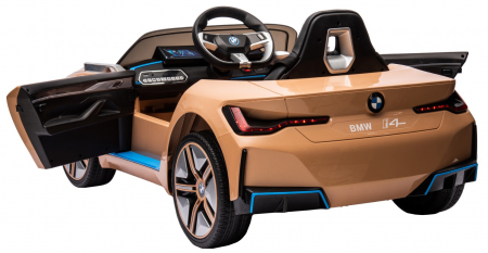 Masinuta electrica Premier BMW i4, 12V, roti cauciuc EVA, scaun piele ecologica, auriu [9]