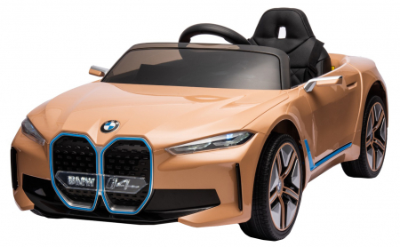 Masinuta electrica Premier BMW i4, 12V, roti cauciuc EVA, scaun piele ecologica, auriu [3]