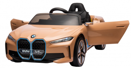 Masinuta electrica Premier BMW i4, 12V, roti cauciuc EVA, scaun piele ecologica, auriu [8]