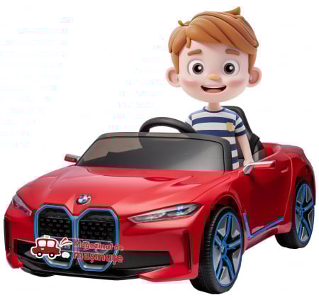 Masinute electrice - Masinuta electrica Premier BMW i4, 12V, roti cauciuc EVA, scaun piele ecologica, rosu