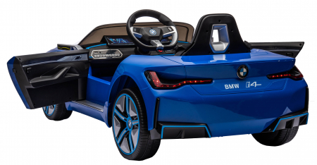 Masinuta electrica Premier BMW i4, 12V, roti cauciuc EVA, scaun piele ecologica, albastru [11]