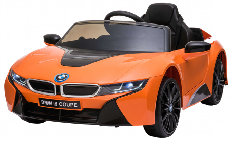Masinute electrice - Masinuta electrica Premier BMW i8, 12V, roti cauciuc EVA, scaun piele ecologica, portocaliu