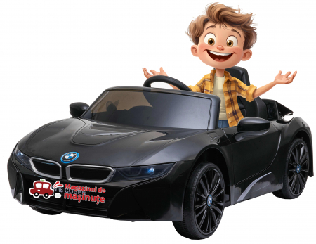 Masinute electrice - Masinuta electrica Premier BMW i8, 12V, roti cauciuc EVA, scaun piele ecologica, negru