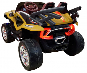 Masinuta electrica 4x4 Premier D-Max, 12V, roti cauciuc EVA, scaun piele ecologica, galben [4]