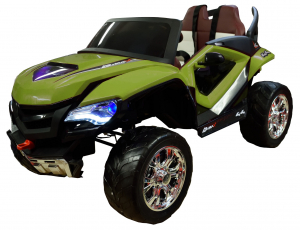 Masinuta electrica 4x4 Premier D-Max, 12V, roti cauciuc EVA, scaun piele ecologica, verde [0]