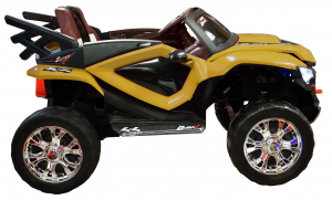 Masinuta electrica 4x4 Premier D-Max, 12V, roti cauciuc EVA, scaun piele ecologica, galben [7]