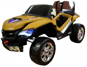Masinuta electrica 4x4 Premier D-Max, 12V, roti cauciuc EVA, scaun piele ecologica, galben [1]