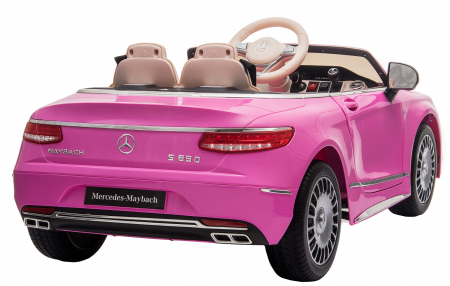 Masinuta electrica Premier Mercedes-Maybach S650 Cabriolet, 12V, roti cauciuc EVA, scaun piele ecologica, roz [7]