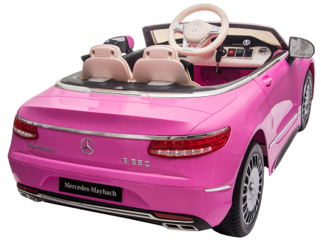 Masinuta electrica Premier Mercedes-Maybach S650 Cabriolet, 12V, roti cauciuc EVA, scaun piele ecologica, roz [19]
