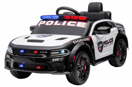 Masinuta electrica Premier Dodge Charger Police, 12V, roti cauciuc EVA, scaun piele ecologica, alb [7]