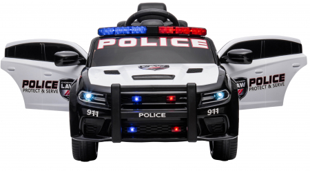 Masinuta electrica Premier Dodge Charger Police, 12V, roti cauciuc EVA, scaun piele ecologica, alb [5]