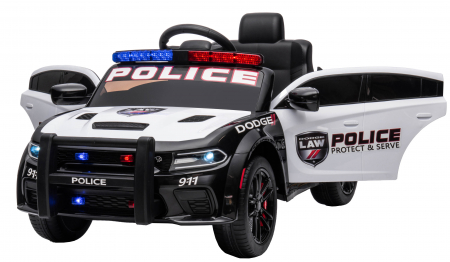 Masinuta electrica Premier Dodge Charger Police, 12V, roti cauciuc EVA, scaun piele ecologica, alb [6]