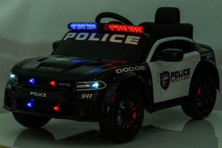 Masinuta electrica Premier Dodge Charger Police, 12V, roti cauciuc EVA, scaun piele ecologica, negru [19]