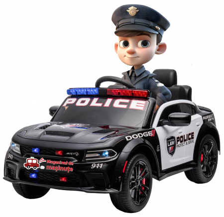 Masinute electrice - Masinuta electrica Premier Dodge Charger Police, 12V, roti cauciuc EVA, scaun piele ecologica, negru