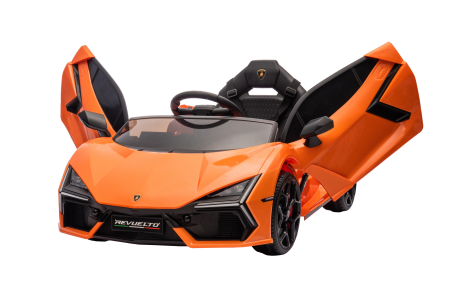 Masinuta electrica Premier Lamborghini Revuelto, 12V, roti cauciuc EVA, scaun piele ecologica, portocaliu [12]