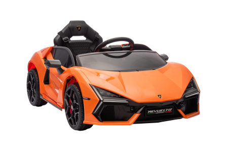 Masinuta electrica Premier Lamborghini Revuelto, 12V, roti cauciuc EVA, scaun piele ecologica, portocaliu [10]