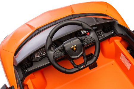 Masinuta electrica Premier Lamborghini Revuelto, 12V, roti cauciuc EVA, scaun piele ecologica, portocaliu [24]