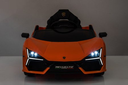 Masinuta electrica Premier Lamborghini Revuelto, 12V, roti cauciuc EVA, scaun piele ecologica, portocaliu [3]