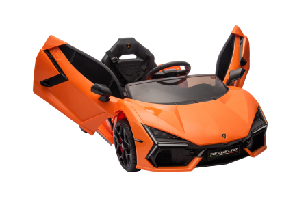 Masinuta electrica Premier Lamborghini Revuelto, 12V, roti cauciuc EVA, scaun piele ecologica, portocaliu [16]