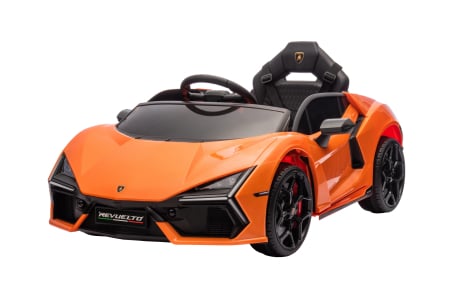 Masinute electrice - Masinuta electrica Premier Lamborghini Revuelto, 12V, roti cauciuc EVA, scaun piele ecologica, portocaliu
