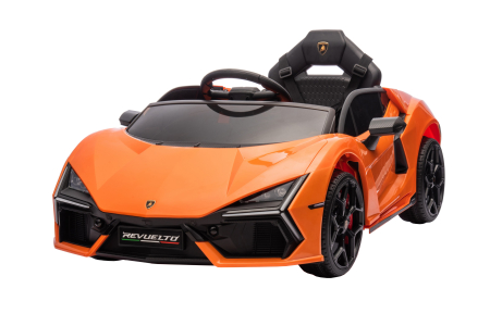 Masinuta electrica Premier Lamborghini Revuelto, 12V, roti cauciuc EVA, scaun piele ecologica, portocaliu [4]
