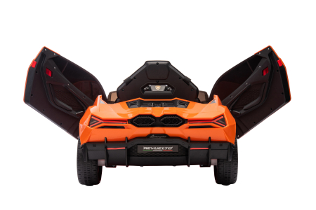 Masinuta electrica Premier Lamborghini Revuelto, 12V, roti cauciuc EVA, scaun piele ecologica, portocaliu [14]