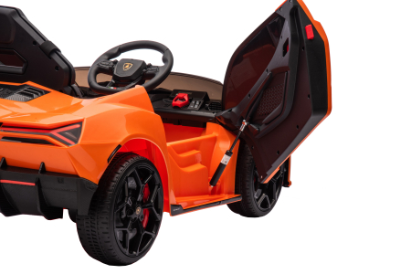 Masinuta electrica Premier Lamborghini Revuelto, 12V, roti cauciuc EVA, scaun piele ecologica, portocaliu [15]