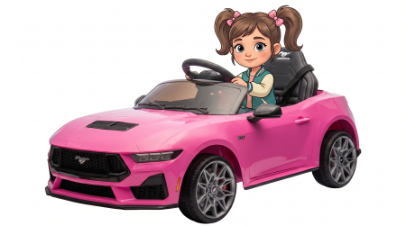Masinute electrice - Masinuta electrica Premier Ford Mustang GT Convertible, 12V, roti cauciuc EVA, scaun piele ecologica, roz