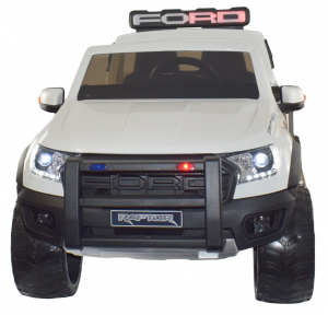 Masinuta electrica politie Premier Ford Raptor, 12V, roti cauciuc EVA, scaun piele ecologica alb [7]